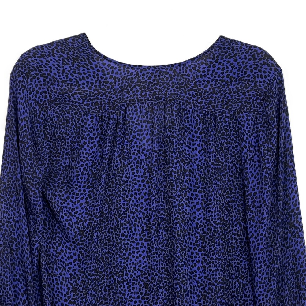 Joie XS Silk Leopard Print Blouse Purple Black V-Neck 3/4 Sleeve - Picture 4 of 14